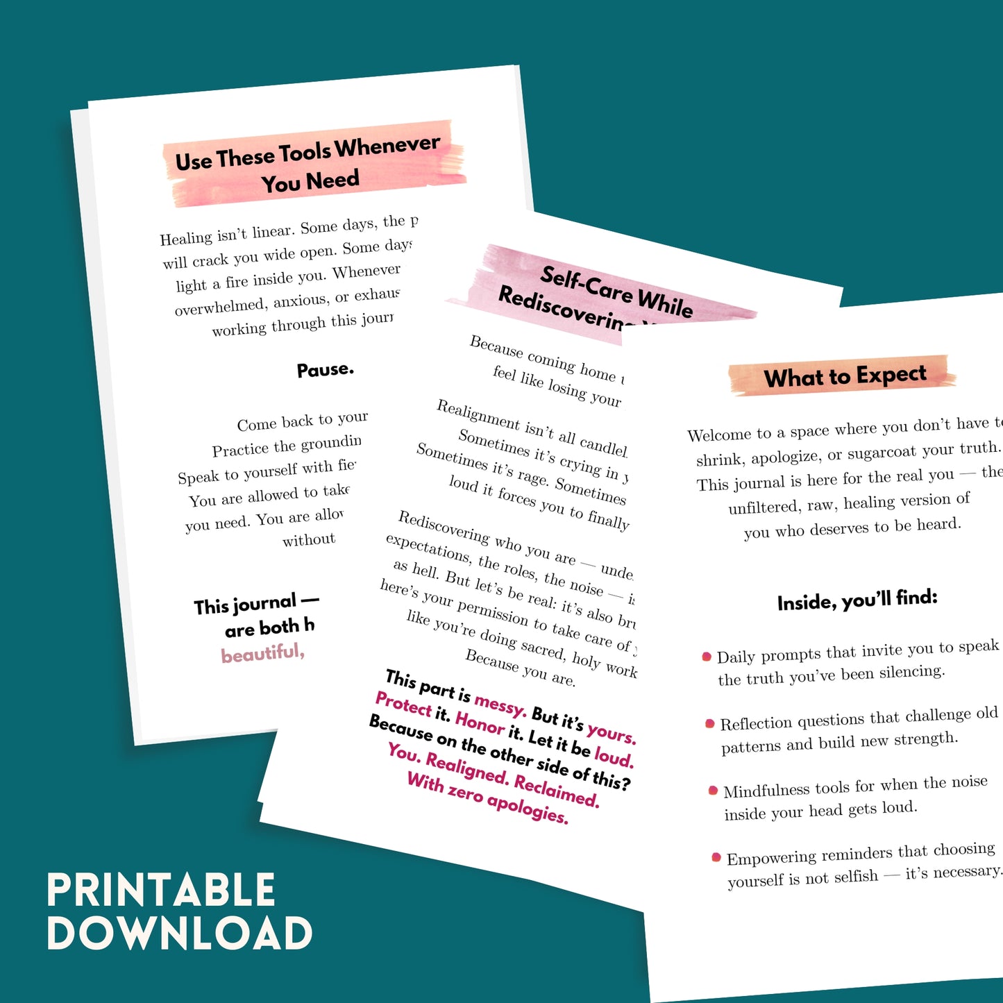 Back to Me: 30 Days to Remember Who the Hell I Am (Digital)| Journal 2 of the Realignment Series |  A bold, guided digital journal to help you reclaim your voice, your fire, and your truth.