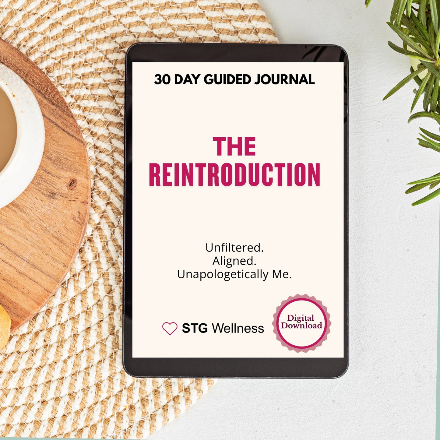 The Reintroduction: Aligned. Unfiltered. Unapologetically Me. | Journal 4 of The Realignment Series | A 30-Day Digital Download Journal for Women Doing the Inner Work | Printable or Fillable PDF